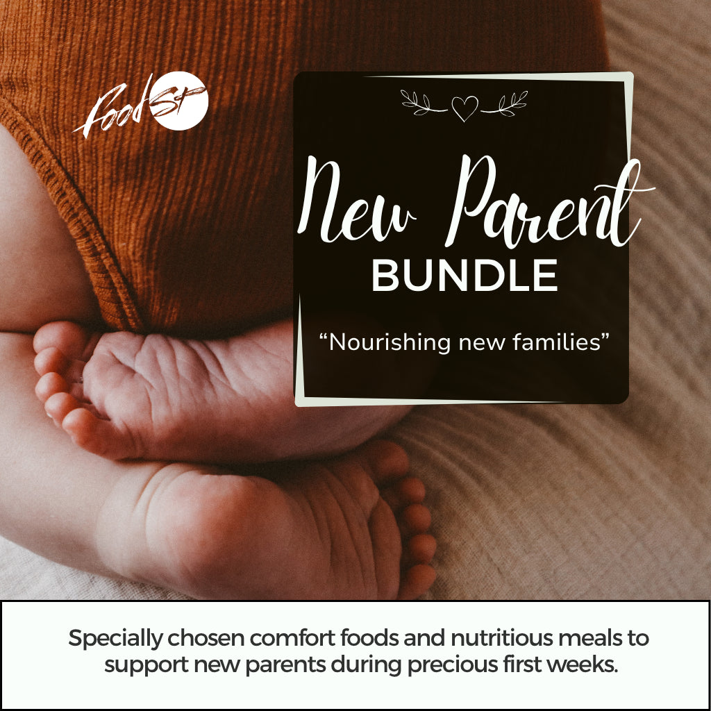 Newborn baby's feet with a promotional banner for a 'New Parent Bundle' from Foolish.