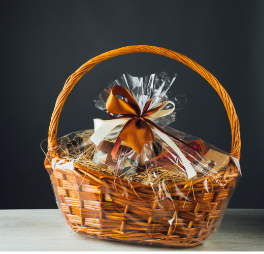 Gift hamper with gold ribbon