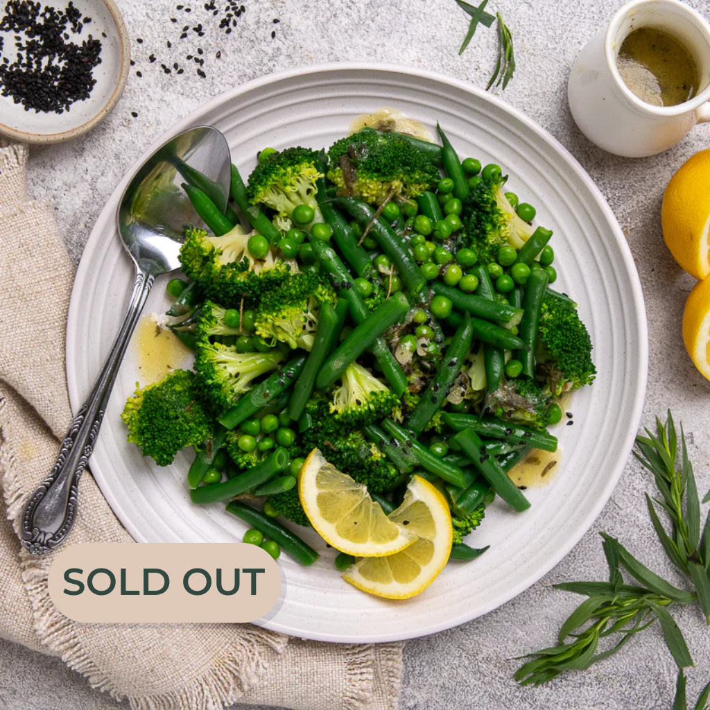 Lou's Steamed Greens with Mustard Tarragon Dressing