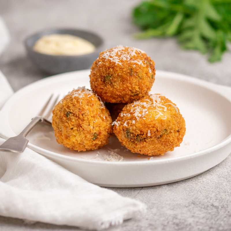 Davide&#39;s Sicilian Arancini piled up on a plate