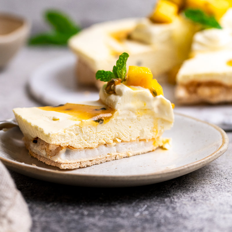 Paolo's Christmas Pavlova Cheesecake with Mango & Passionfruit