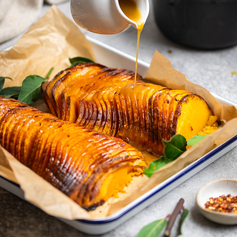 Lou&#39;s Hasselback Butternut Pumpkin with a Maple, Chilli and Bay Leaf Glaze (Vg)