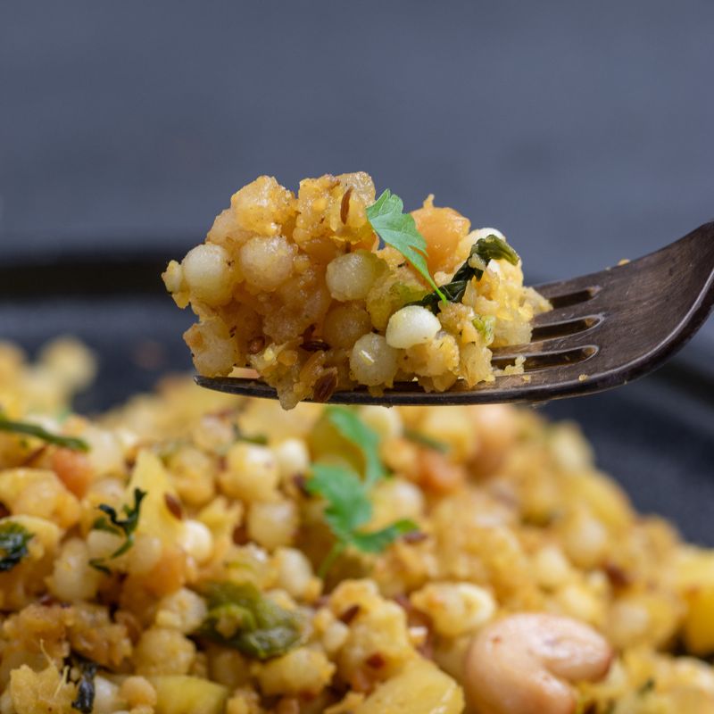 Image of Sabudana on a fork