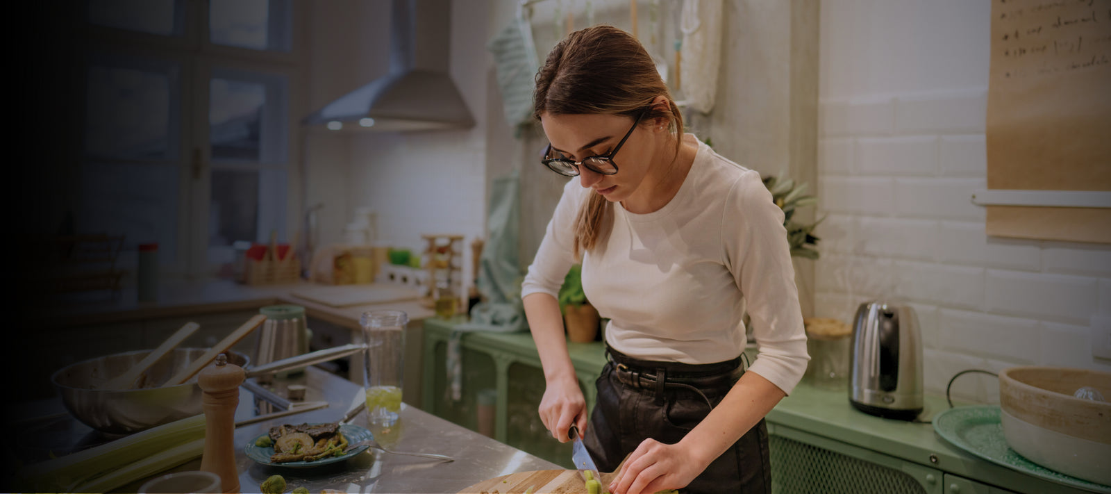 Woman preparing food in a kitchen