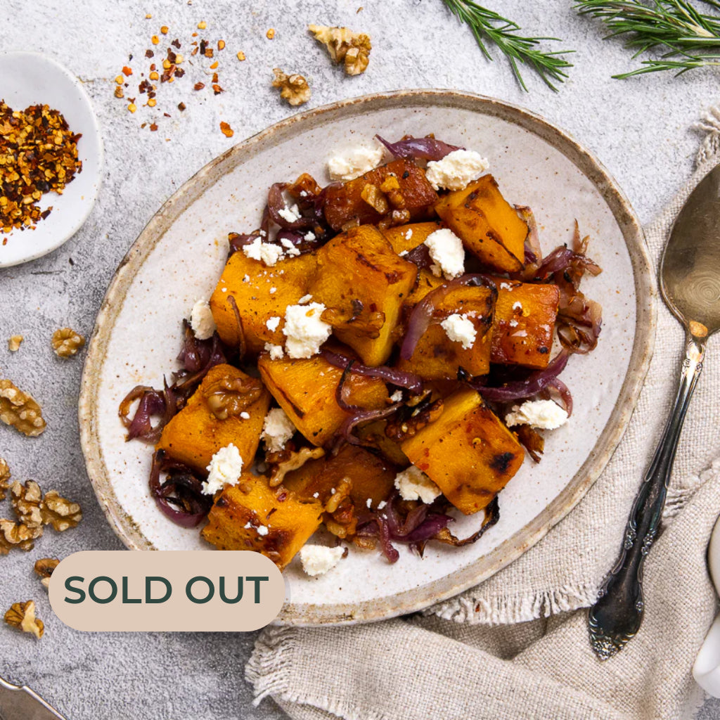 Lou's Maple Roast Pumpkin With Caramelised Walnuts, Red Onion and Feta