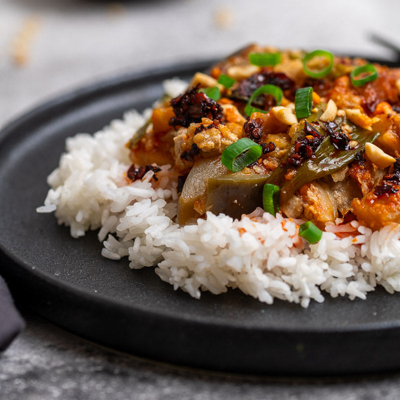 Lou&#39;s Szechuan Eggplant and Jasmine Rice