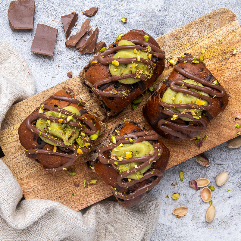 Dubai Chocolate Hot Cross Buns (4 x decadent buns) - LIMITED EDITION