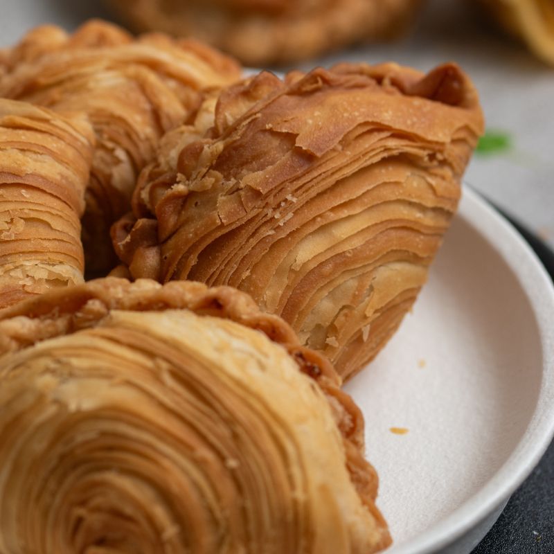 Close up of curry puff