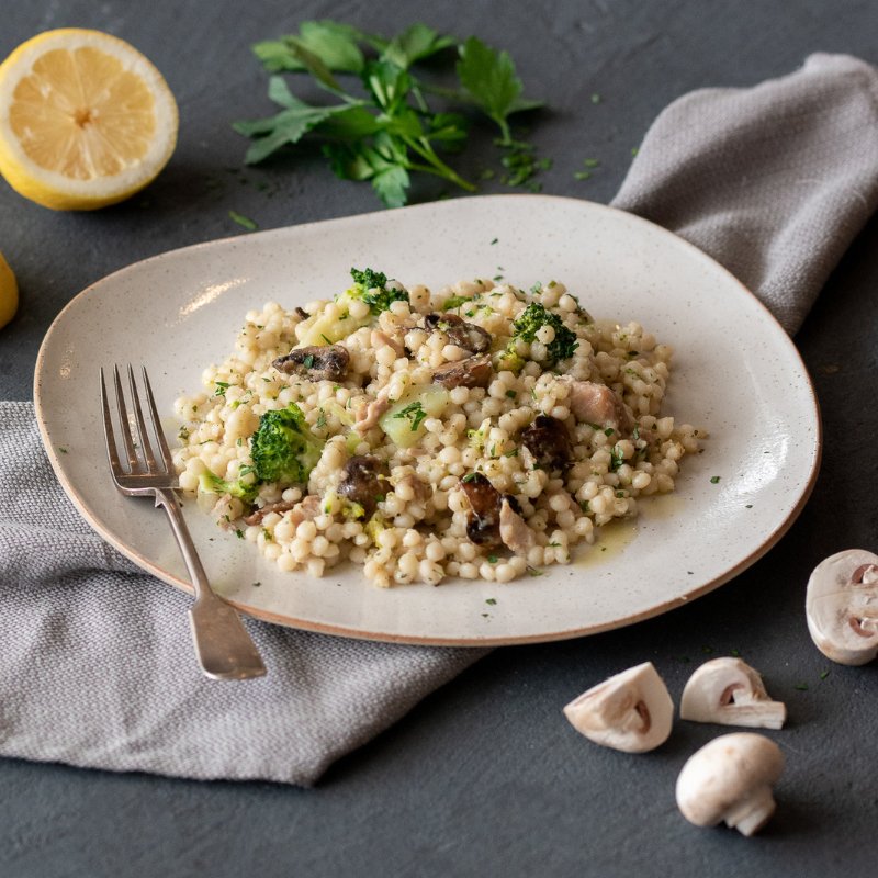 Davide&#39;s Pearl Couscous With Chicken &amp; Mushroom - FoodSt