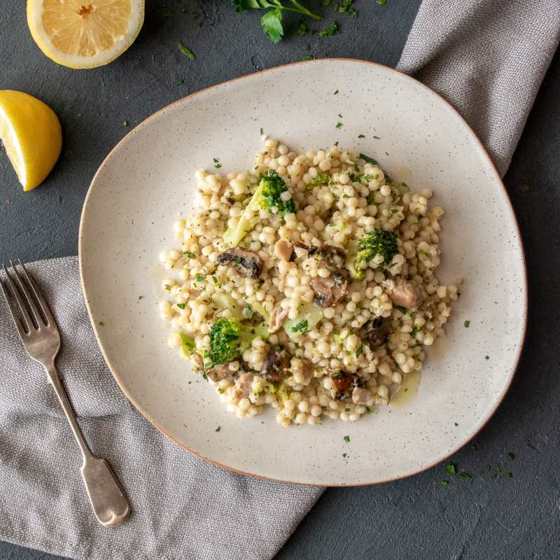 Davide&#39;s Pearl Couscous With Chicken &amp; Mushroom - FoodSt