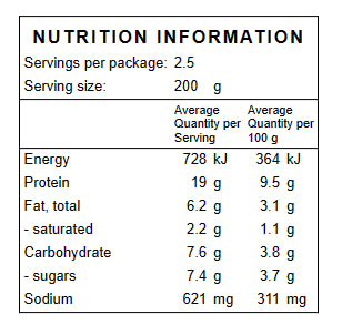 Nutrition Panel for Gavin&#39;s Bolognese Sauce - FoodSt