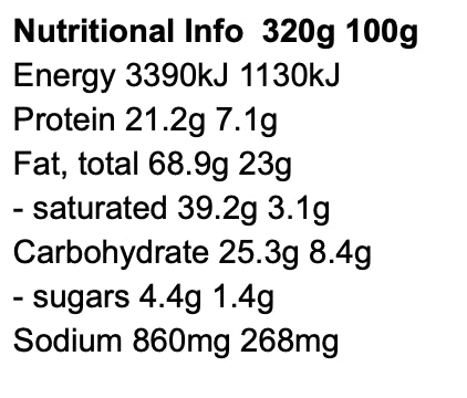 Nutrition Panel for Gavin&#39;s Fettuccine Boscaiola - FoodSt