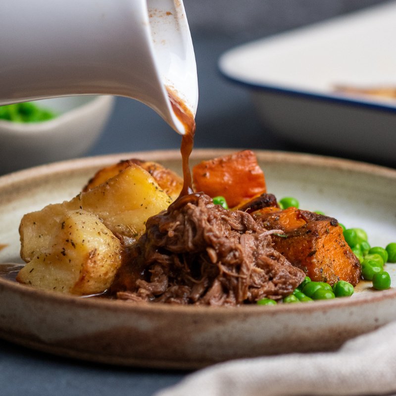 Gavin&#39;s Slow Cooked Beef, Roast Veg &amp; Red Wine Jus - FoodSt