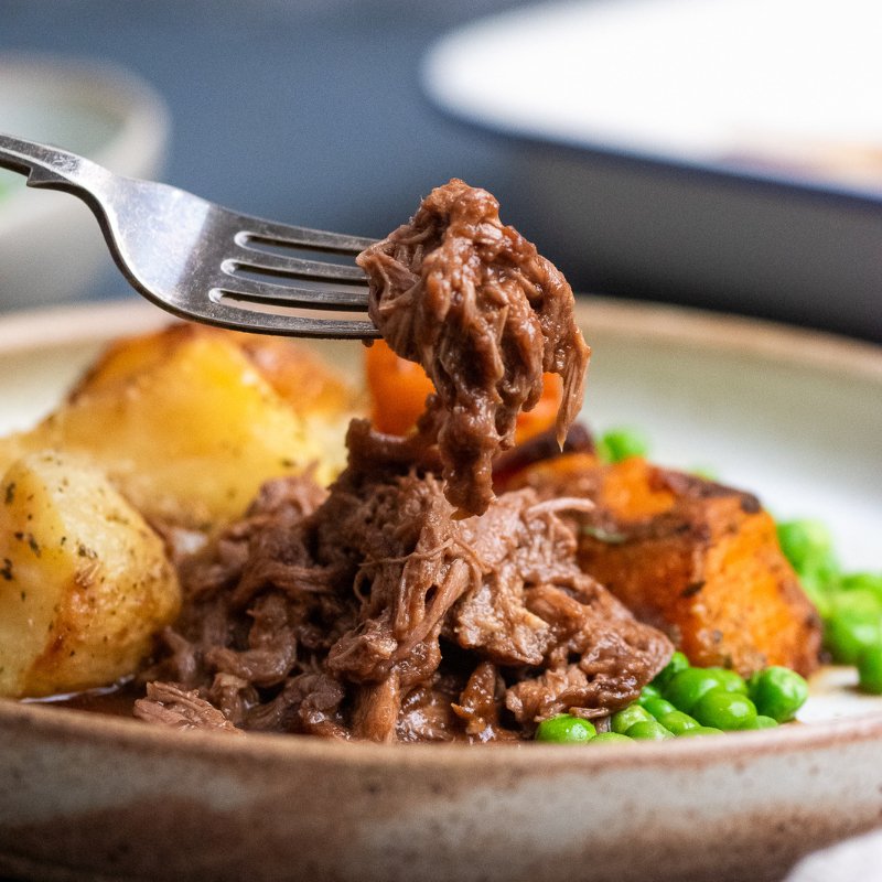 Gavin&#39;s Slow Cooked Beef, Roast Veg &amp; Red Wine Jus - FoodSt