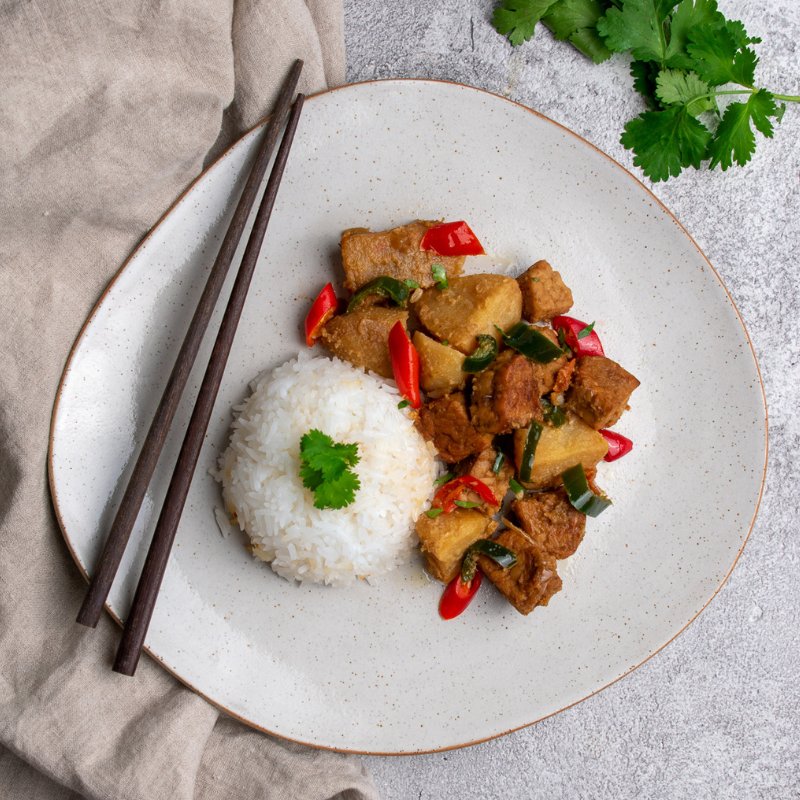 Verawaty&#39;s Sweet &amp; Spicy Indonesian Tempeh with Rice (V) - FoodSt