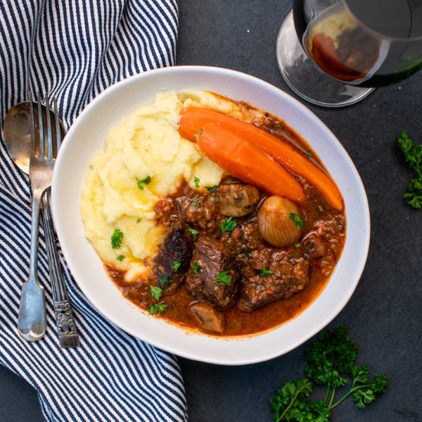 Wal&#39;s Beef Bourguignon, Mashed Potato &amp; French Carrots - FoodSt