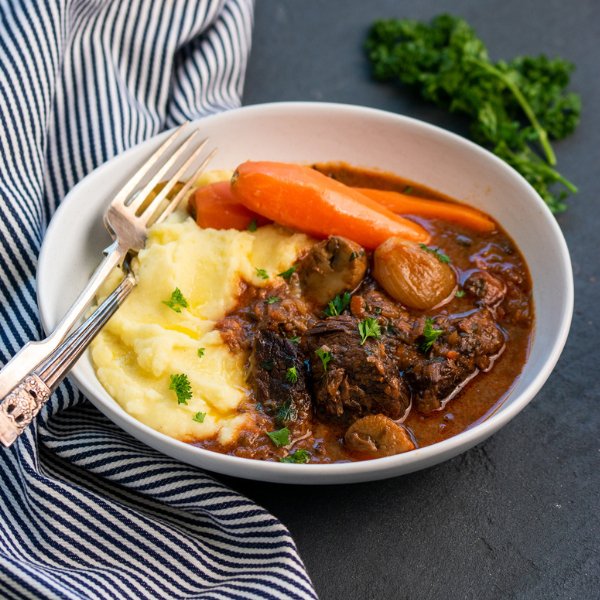 Wal's Beef Bourguignon, Mashed Potato & French Carrots - FoodSt